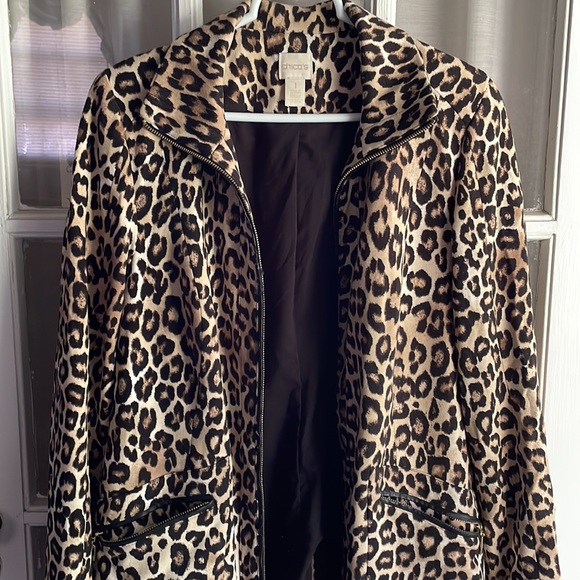 Chico’s cheetah print zippered coat - Picture 2 of 5
